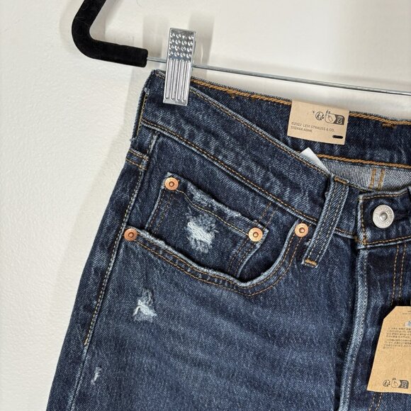 Levis Women 26 Blue Denim Button Fly High Rise 501 Original Cropped Jeans NWT - Picture 5 of 15